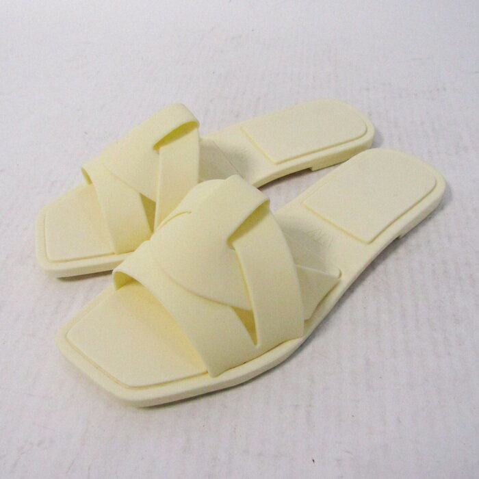 ZARA ザラ サンダル ラバーサンダル スリッパ フラット シューズ 靴 レディース 35サイズ イエロー系 【中古】