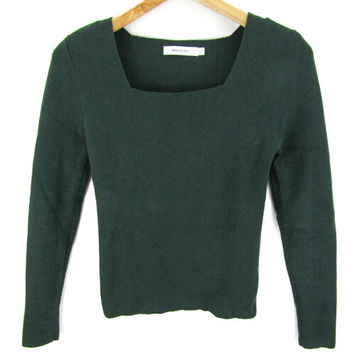 MOUSSY マウジー ニット トップス 長袖 セーター スクエアネック レディース Fサイズ グリーン 【中古】 MOUSSY マウジー ニット トップス 長袖 セーター スクエアネック レディース Fサイズ グリーン 【中古】