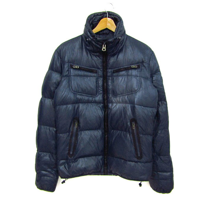 DIESEL ディーゼル ナイロンジャケット ジップアップ アウター メンズ Mサイズ ネイビー 【中古】