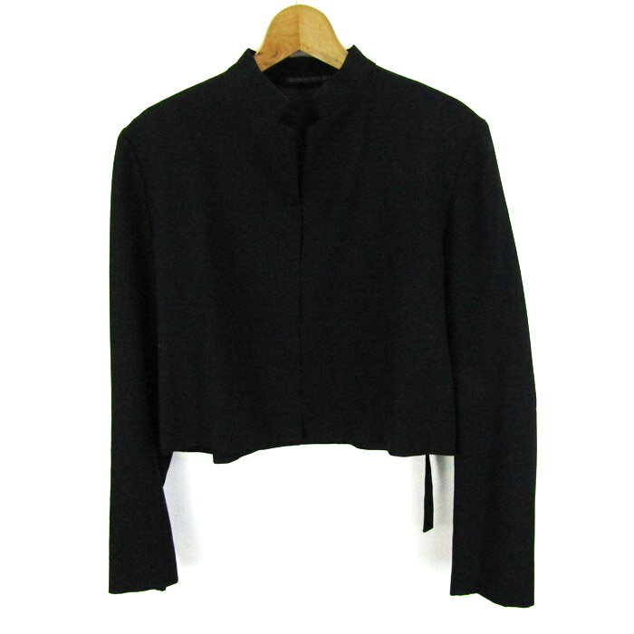ヨウジヤマモト ノーカラージャケット アウター ショート丈 フォーマル レディース 3サイズ ブラック Yohji Yamamoto 【中古】
