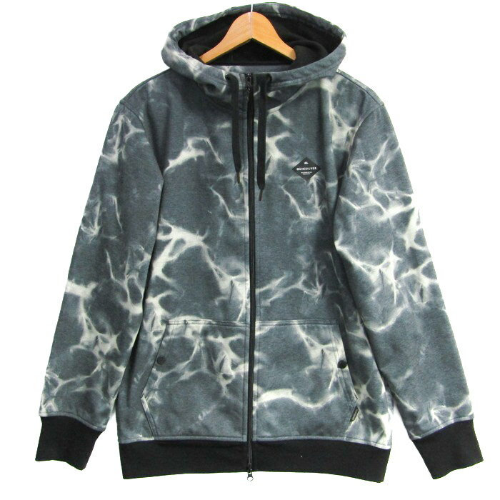 クイックシルバー パーカー トップス ジップアップ タイダイ柄 スウェット メンズ Lサイズ グレー Quiksilver 【中古】