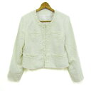 グレイドバイ東京スタイル ノーカラージャケット 大きいサイズ アウター レディース 15サイズ クリーム GRADE BY TOKYO STYLE 【中古】