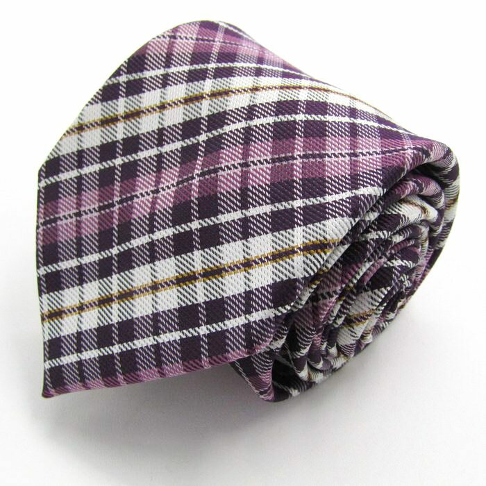 シンプルフレーズクラバット ブランド ネクタイ チェック柄 格子柄 PO メンズ パープル SIMPLE PHRASE CRAVAT 【中古】