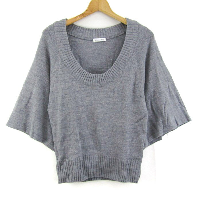 アーヴェーヴェースタンダード ニット トップス 五分袖 セーター レディース 40サイズ グレー a.v.v st..