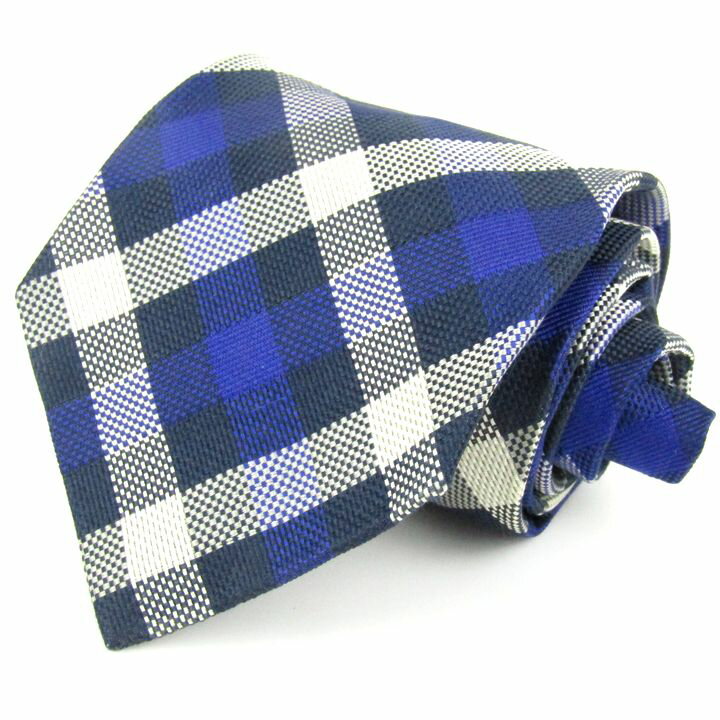 ラルフローレン ネクタイ ブランド ワイドタイ チェック柄 シルク メンズ ブルー×ネイビー RALPH LAUREN 【中古】