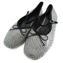 ザラ バレエシューズ ラインストーン サブリナシューズ 靴 レディース 38サイズ ブラック ZARA 【中古】(4)