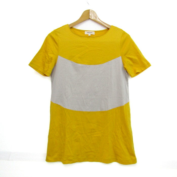Pierre Cardin ピエールカルダン チュニック シャツ 半袖 ブランド コットン100% トップス 日本製 レディース 40サイズ イエロー系 【中古】