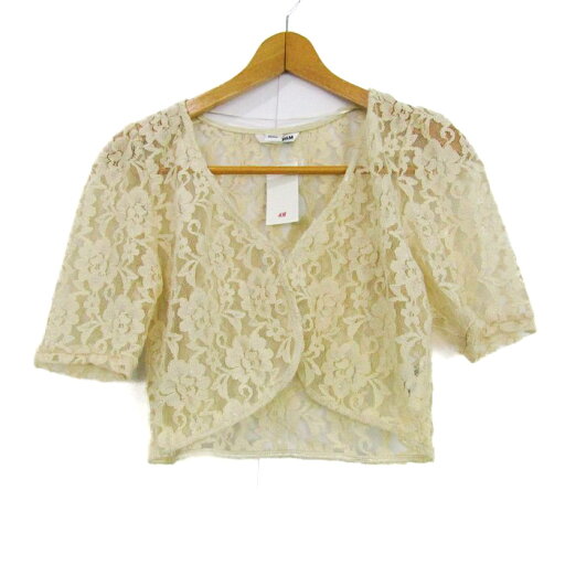 H&M エイチアンドエム ボレロ ジャケット アウター 半袖 総レース 未使用品 レディース Lサイズ ベージュ 【中古】 H&M エイチアンドエム ボレロ ジャケット アウター 半袖 総レース 未使用品 レディース Lサイズ ベージュ 【中古】