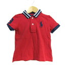 RALPH LAUREN ラルフローレン ポロシャツ トップス 半袖 ビッグポニーロゴ ベビー 男の子用 12Mサイズ 赤×紺 【中古】