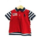 RALPH LAUREN ラルフローレン ポロシャツ トップス 半袖 ビッグポニーロゴ ボーダー柄 ベビー 男の子用 12Mサイズ 赤×紺 【中古】