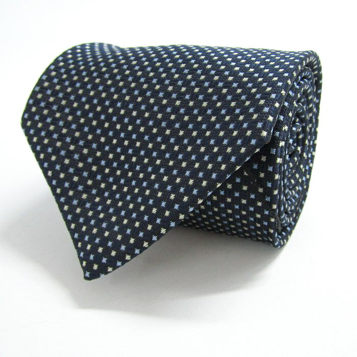 TIE Dekolaru ブランド ネクタイ 小紋柄 スクエア柄 ドット 未使用タグ付 PO メンズ ネイビー 【中古】