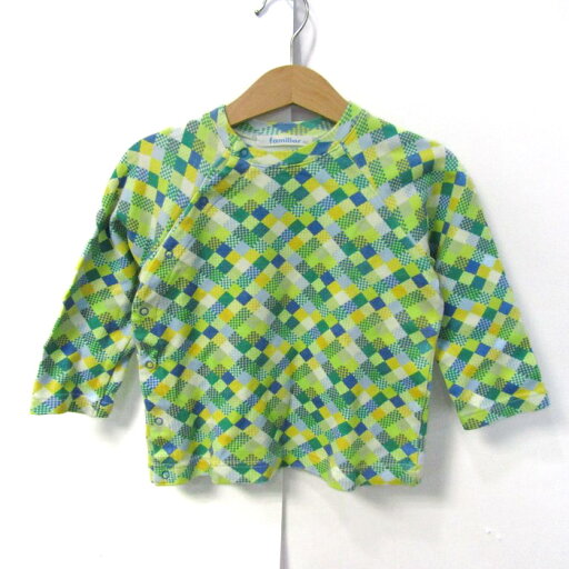 Familiar ファミリア 長袖Tシャツ トップス チェック柄 スナップ 日本製 ベビー 男の子用 90サイズ 青×緑 【中古】 Familiar ファミリア 長袖Tシャツ トップス チェック柄 スナップ 日本製 ベビー 男の子用 90サイズ 青×緑 【中古】