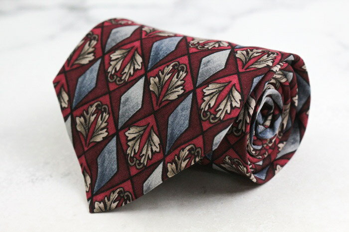 GIVENCHY ジバンシィ ブランド ネクタイ シルク ボタニカル柄 チェック柄 総柄 ワイドタイ PO メンズ レッド 【中古】