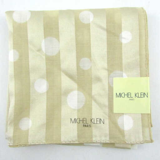 MICHEL KLEIN ミッシェルクラン スカーフ 未使用 ストライプ柄 ドット柄 ブランド 小物 レディース ベージュ系 【中古】 MICHEL KLEIN ミッシェルクラン スカーフ 未使用 ストライプ柄 ドット柄 ブランド 小物 レディース ベージュ系 【中古】
