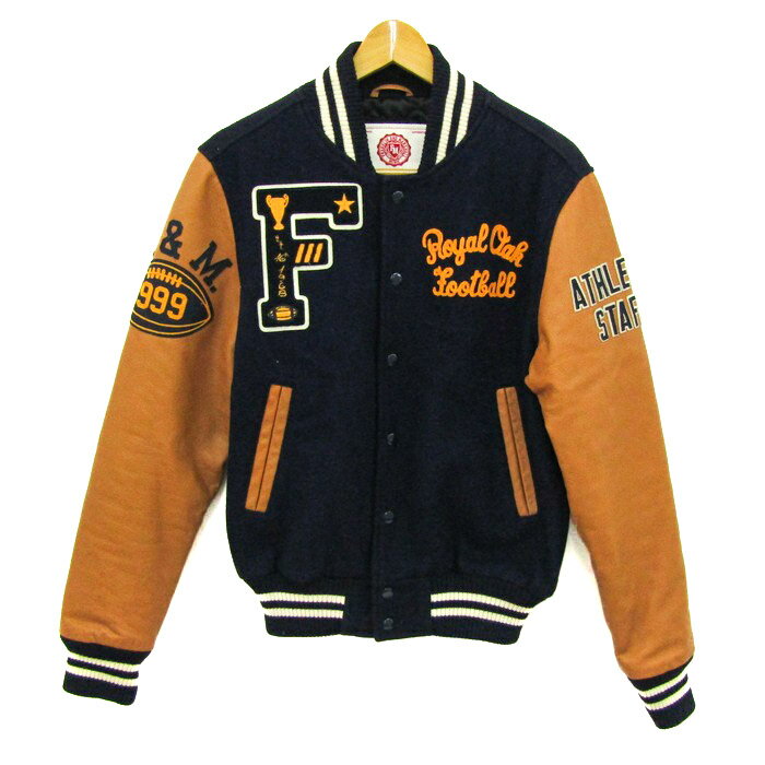 FRANKLIN MARSHALL フランクリン マーシャル スタジャン スタジアムジャンパー ブルゾン アウター メンズ Sサイズ 紺×茶 【中古】