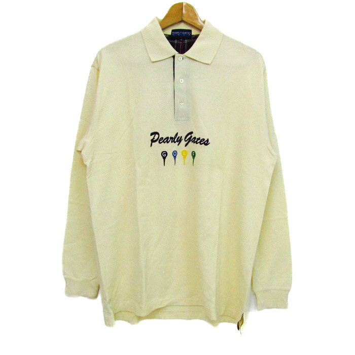 PEARLY GATES パーリーゲイツ ポロシャツ トップス 長袖 ゴルフウエア 大きいサイズ メンズ 4サイズ ベージュ 【中古】