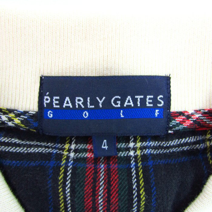 PEARLY GATES パーリーゲイツ ポロシャツ トップス 長袖 ゴルフウエア 大きいサイズ メンズ 4サイズ ベージュ 【中古】