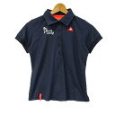 le coq sportif ルコックスポルティフ ポロシャツ 半袖 ゴルフウエア スポーツウエア トップス レディース Lサイズ ネイビー系 【中古】