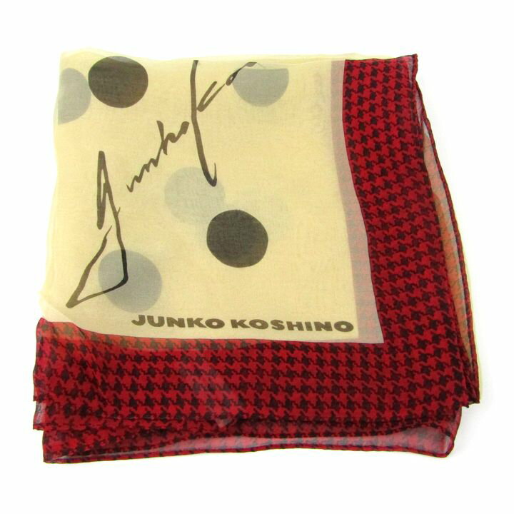 JUNKO KOSHINO ジュンコ・コシノ スカーフ ストール ドット柄 シルク ブランド 小物 レディース ベージュ 【中古】