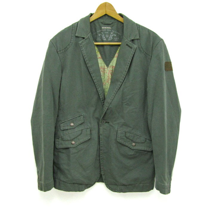 DIESEL ディーゼル テーラードジャケット ミリタリー アウター メンズ Mサイズ グリーン系 【中古】