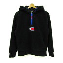 TOMMY JEANS トミージーンズ ボアパーカー ハーフジップ トップス レディース XSサイズ ブラック系 【中古】