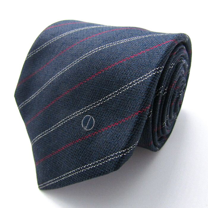 Dunhill ダンヒル ブランド ネクタイ シルク ストライプ柄 ライン柄 PO メンズ ネイビー 【中古】