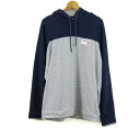 NEW BALANCE ニューバランス パーカー 長袖 バイカラー 大きいサイズ トップス メンズ XLサイズ グレー×ネイビー 【中古】(4)