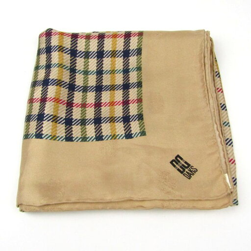 DAKS ダックス スカーフ チェック柄 シルク ブランド 小物 レディース ベージュ 【中古】 DAKS ダックス スカーフ チェック柄 シルク ブランド 小物 レディース ベージュ 【中古】