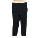 ZARA WOMAN ザラ ウーマン パンツ チェック柄 アンクル丈 ストレッチ ボトムス レディース USA Lサイズ ネイビー×ブラック系 【中古】(4)