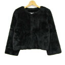 IKUKO イクコ ノーカラージャケット フェイクファー アウター レディース Fサイズ ブラック 【中古】