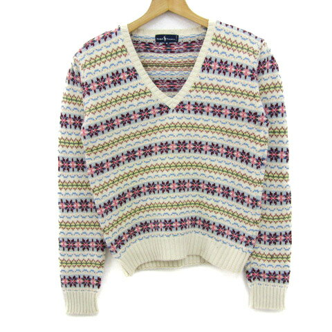 RALPH LAUREN ラルフローレン セーター 長袖 Vネック トップス レディース Mサイズ ベージュ×ブルー×ピンク 【中古】 RALPH LAUREN ラルフローレン セーター 長袖 Vネック トップス レディース Mサイズ ベージュ×ブルー×ピンク 【中古】