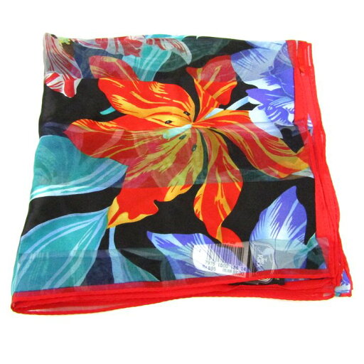 Tie Rack タイラック スカーフ 未使用 花柄 シルク 日本製 ブランド 小物 レディース ブラック×レッド 【中古】 Tie Rack タイラック スカーフ 未使用 花柄 シルク 日本製 ブランド 小物 レディース ブラック×レッド 【中古】