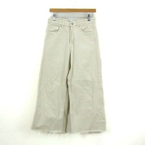 ZARA ザラ デニムパンツ ボトムス ワイドジーンズ カットオフ レディース USA2サイズ ベージュ 【中古】 ZARA ザラ デニムパンツ ボトムス ワイドジーンズ カットオフ レディース USA2サイズ ベージュ 【中古】