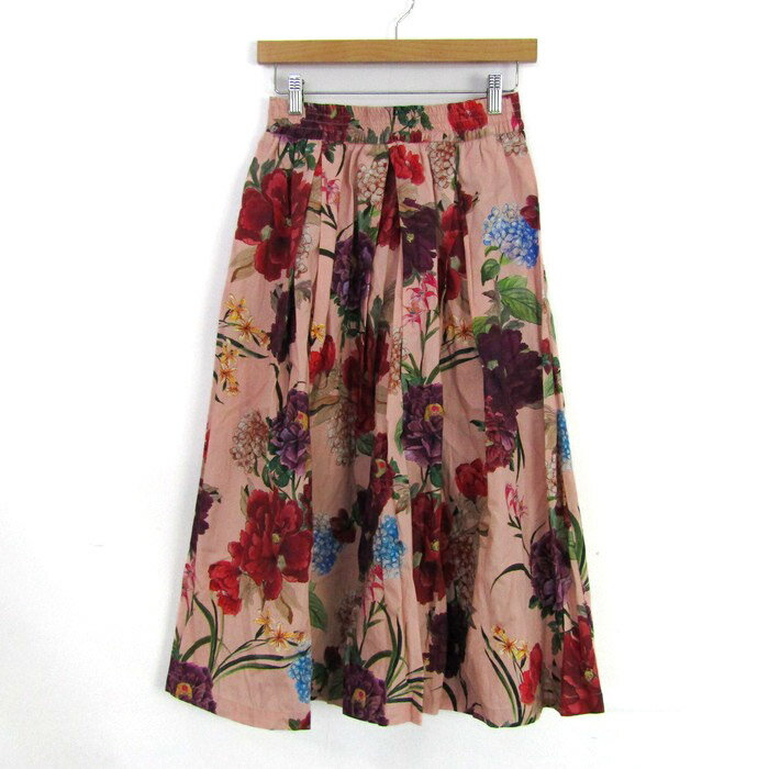 ZARA WOMAN ザラウーマン ロングスカート ボトムス 花柄 フレア レディース Mサイズ ピンク 【中古】(4)