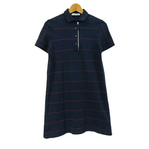 LACOSTE ラコステ ワンピース トップス 半袖 ポロワンピ ボーダー柄 レディース 36サイズ ネイビー 【中古】 LACOSTE ラコステ ワンピース トップス 半袖 ポロワンピ ボーダー柄 レディース 36サイズ ネイビー 【中古】