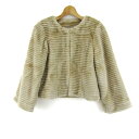 IKUKO2 イクコ ノーカラージャケット フェイクファー アウター レディース Fサイズ ベージュ系 【中古】
