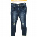 AZUL by moussy アズールバイマウジー デニムパンツ ジーンズ ダメージ ストレッチ ボトムス レディース Sサイズ ブルー系 【中古】