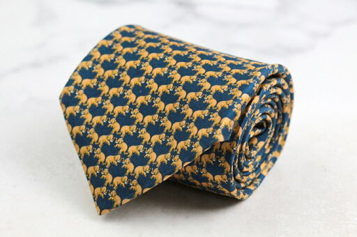 JIM THOMPSON ジムトンプソン ブランド ネクタイ 総柄 動物柄 ゾウ シルク タイ製 PO メンズ ネイビー 【中古】 JIM THOMPSON ジムトンプソン ブランド ネクタイ 総柄 動物柄 ゾウ シルク タイ製 PO メンズ ネイビー 【中古】