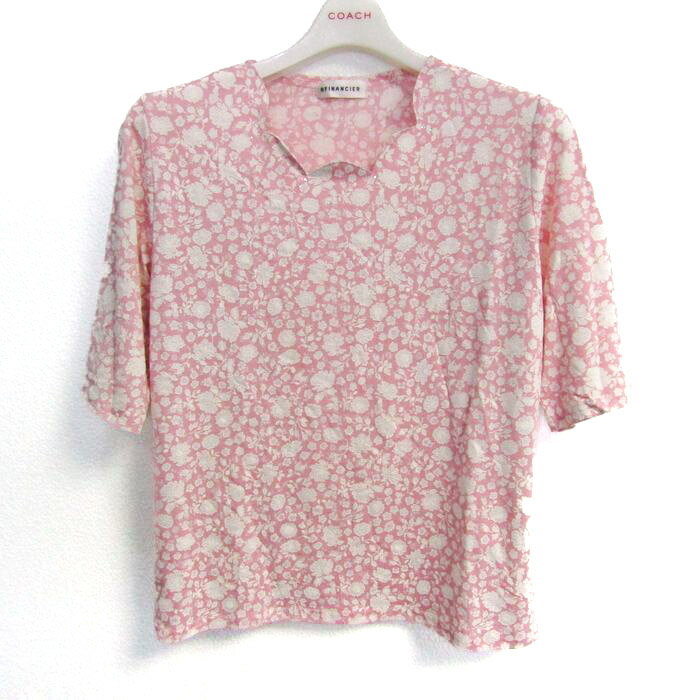 FINANCIER フィナンシェ 半袖シャツ 花柄 トップス レディース M-Lサイズ ピンク系 【中古】