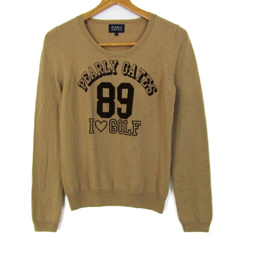PEARLY GATES パーリーゲイツ ニット 長袖 055-270049 トップス レディース 1サイズ ベージュ系 【中古】 PEARLY GATES パーリーゲイツ ニット 長袖 055-270049 トップス レディース 1サイズ ベージュ系 【中古】