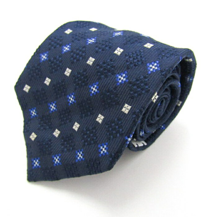 【楽天スーパーSALE 50％OFF 9月4日20:00〜9月11日01:59まで】PERSONS パーソンズ ブランド ネクタイ シルク 小紋柄 総柄 PO メンズ ブルー 【中古】