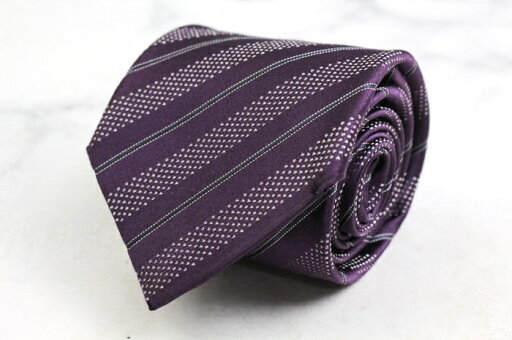 Ermenegildo Zegna エルメネジルドゼニア ブランド ネクタイ ストライプ柄 ドット シルク イタリア製 PO メンズ パープル 【中古】 Ermenegildo Zegna エルメネジルドゼニア ブランド ネクタイ ストライプ柄 ドット シルク イタリア製 PO メンズ パープル 【中古】