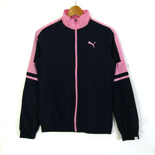 PUMA プーマ ウィンドブレーカー上 ジャンパー スポーツウエア アウター 記名有 レディース US XSサイズ ネイビー×ピンク 【中古】 PUMA プーマ ウィンドブレーカー上 ジャンパー スポーツウエア アウター 記名有 レディース US XSサイズ ネイビー×ピンク 【中古】