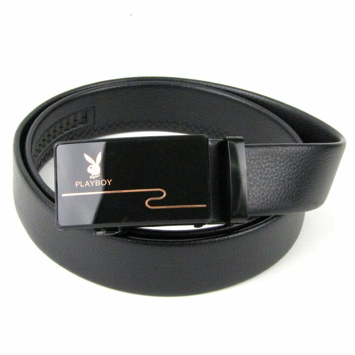 PLAYBOY プレイボーイ ベルト レザー ロゴバックル ブランド 小物 メンズ ブラック 【中古】