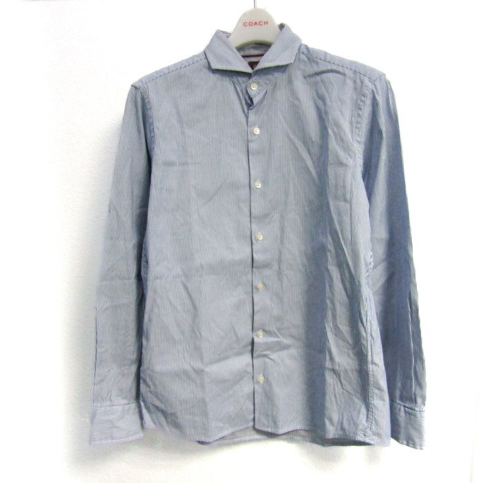 TAKEO KIKUCHI タケオキクチ 長袖シャツ ストライプ トップス コットン メンズ 3サイズ ブルー系 【中古】