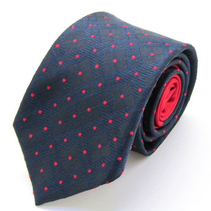 ORIHICA オリヒカ ブランド ネクタイ チェック柄 ドット 格子柄 シルク PO メンズ ネイビー 【中古】(4)