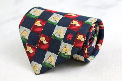 Dunhill ダンヒル ブランド ネクタイ ロゴ フラッグ 旗 格子柄 シルク PO メンズ ネイビー 【中古】 Dunhill ダンヒル ブランド ネクタイ ロゴ フラッグ 旗 格子柄 シルク PO メンズ ネイビー 【中古】