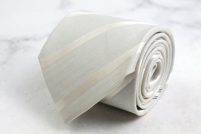 SHIPS シップス ブランド ネクタイ ストライプ柄 ダブルストライプ シルク 麻 日本製 PO メンズ ホワイト 【中古】(4)