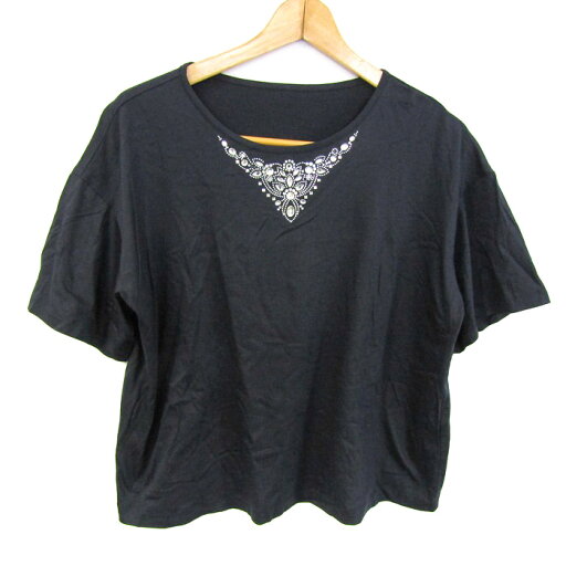 Rochas Premiere ロシャスプルミエール 半袖Tシャツ ビジュー 大きいサイズ トップス レディース 13+サイズ ネイビー 【中古】 Rochas Premiere ロシャスプルミエール 半袖Tシャツ ビジュー 大きいサイズ トップス レディース 13+サイズ ネイビー 【中古】