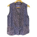 elegance エレガンス ベスト ジャケット ノーカラー アウター レディース M-Lサイズ パープル系 【中古】